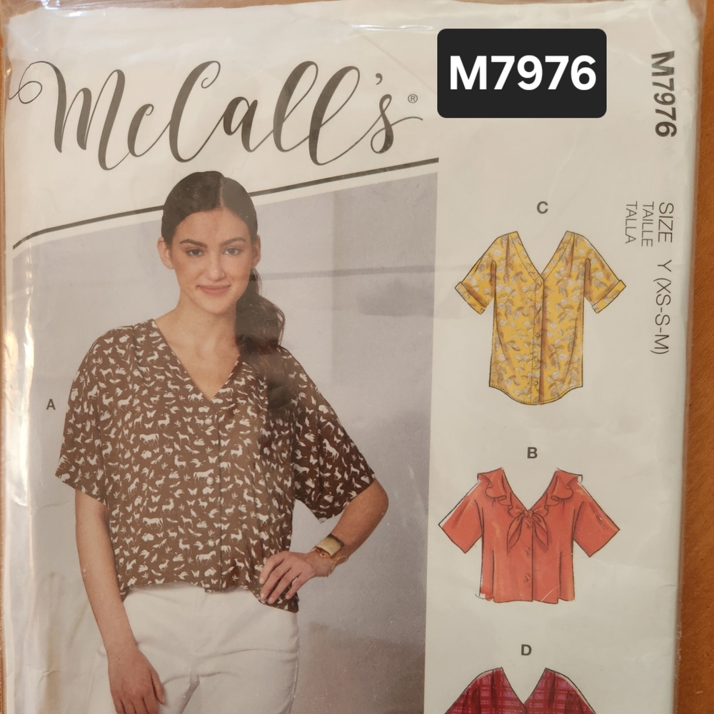 McCall's Misses Sewing Pattern, Blouse, Size XS-S-M, New and Uncut